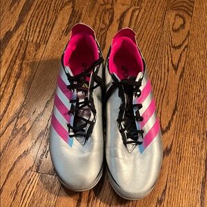 Adidas Men’s Gamemode cleats silver and pink near mint condition